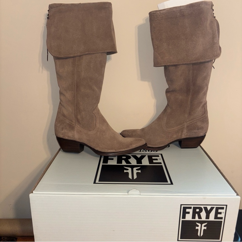 Frye Tan Over the Knee Boots with Folded Cuff SACHA